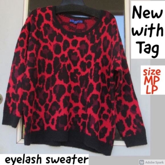 Apt. 9 Sweaters - Relist 2/21/23 ❌ Apt. 9 animal print crewneck eyelash sweater PM or PL
